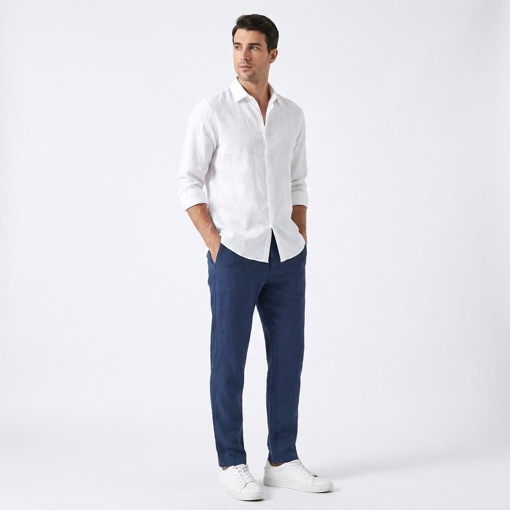 Peter | Men's Linen Trousers, Loose-Fit Summer Trousers | The Dress Cellar