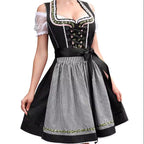 Morgan | Women's Bavarian Check Dress with Lace Corset Detail, Midi Oktoberfest Dress | The Dress Cellar