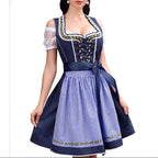 Morgan | Women's Bavarian Check Dress with Lace Corset Detail, Midi Oktoberfest Dress | The Dress Cellar