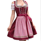 Morgan | Women's Bavarian Check Dress with Lace Corset Detail, Midi Oktoberfest Dress | The Dress Cellar