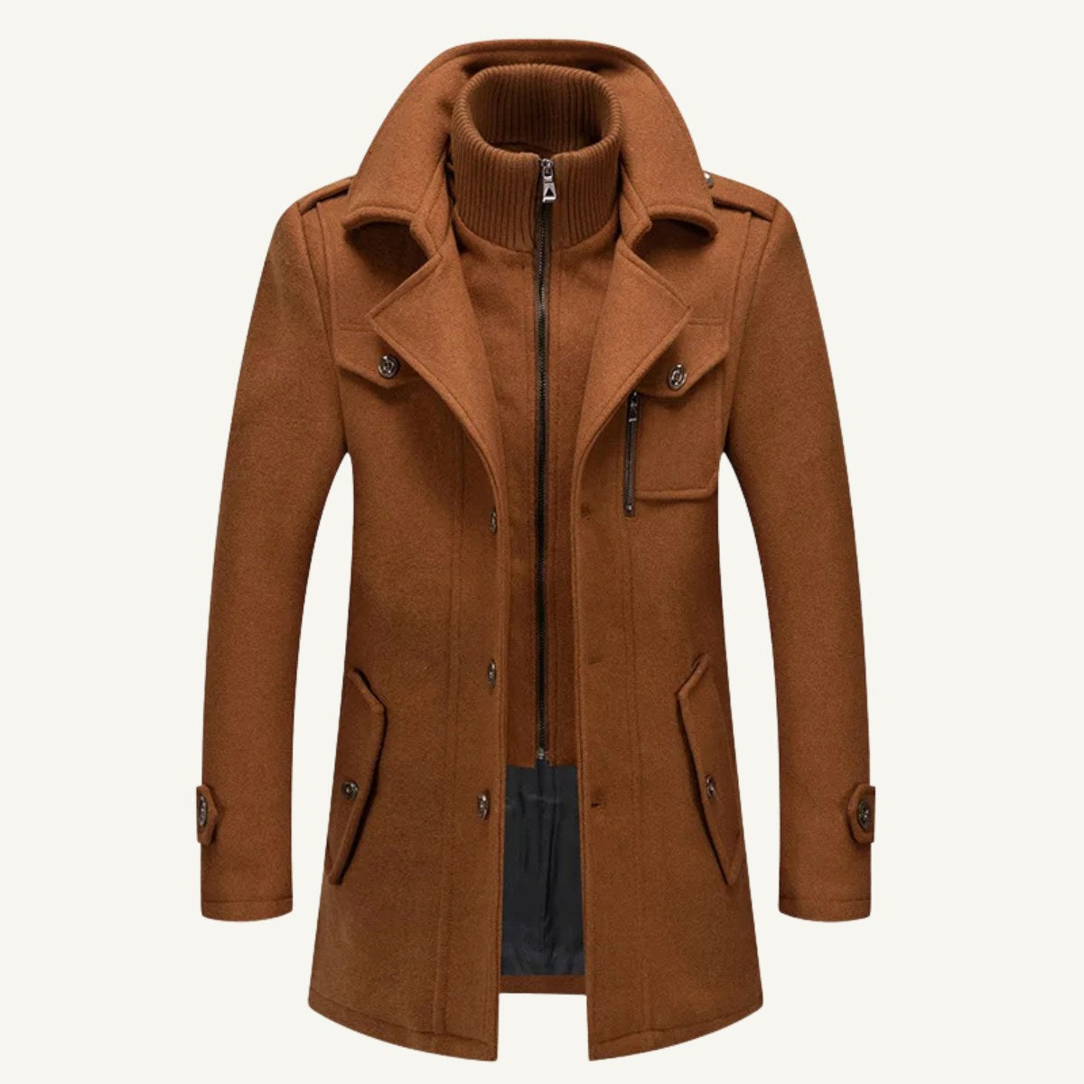 Preston | Men's Double Collar Wool Trench Coat, Tailored Business Coat | The Dress Cellar