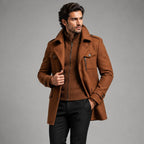 Preston | Men's Double Collar Wool Trench Coat, Tailored Business Coat | The Dress Cellar