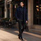 Preston | Men's Double Collar Wool Trench Coat, Tailored Business Coat | The Dress Cellar