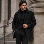 Preston | Men's Double Collar Wool Trench Coat, Tailored Business Coat | The Dress Cellar