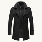 Preston | Men's Double Collar Wool Trench Coat, Tailored Business Coat | The Dress Cellar | Khaki