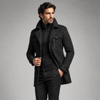 Preston | Men's Double Collar Wool Trench Coat, Tailored Business Coat | The Dress Cellar