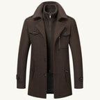 Preston | Men's Double Collar Wool Trench Coat, Tailored Business Coat | The Dress Cellar