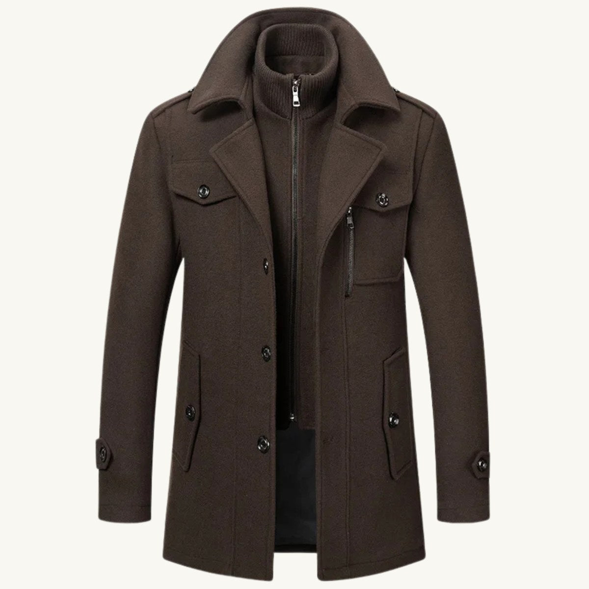 Preston | Men's Double Collar Wool Trench Coat, Tailored Business Coat | The Dress Cellar