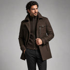 Preston | Men's Double Collar Wool Trench Coat, Tailored Business Coat | The Dress Cellar