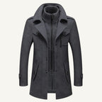 Preston | Men's Double Collar Wool Trench Coat, Tailored Business Coat | The Dress Cellar