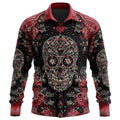Preston | Men's Skull Button-Up Shirt, Relaxed Fit Casual Shirt | The Dress Cellar | Red