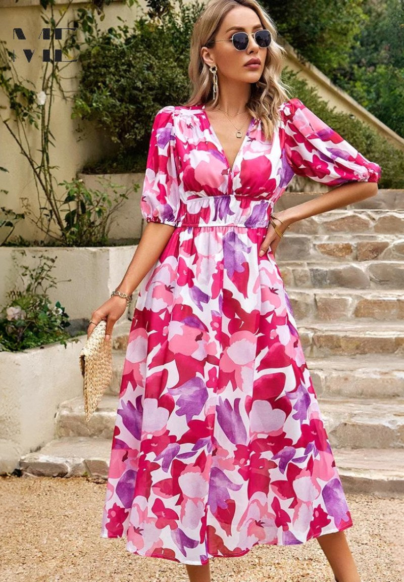 Rachel | Women's Elegant Floral Midi Dress - image 17