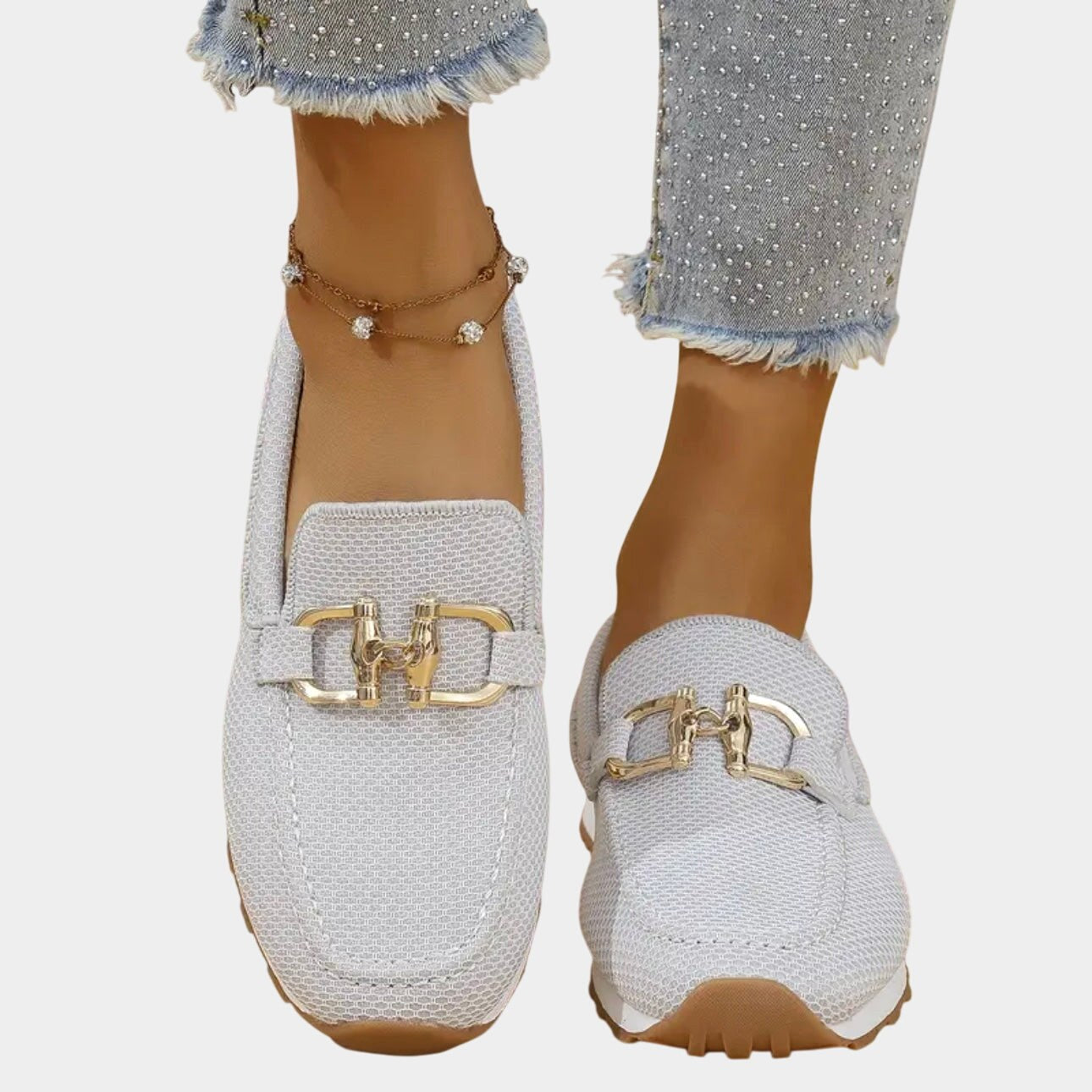 Rachel | Women's Loafer Sneakers - White/Gray