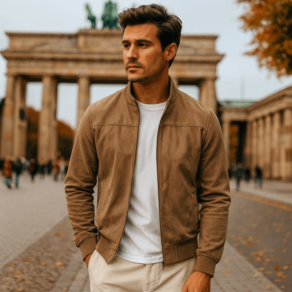 Ralph | Men's Suede Bomber Jacket – an Elegant Autumn Jacket | The Dress Cellar