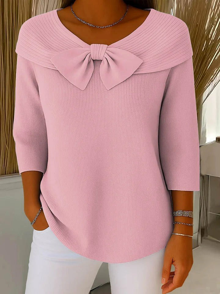 Reagan | Women's Bow-Detail Elegant Sweater - Pink