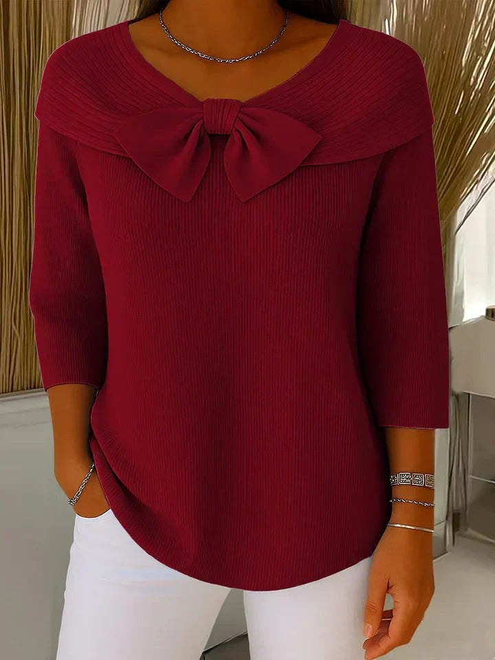 Reagan | Women's Bow-Detail Elegant Sweater - Red