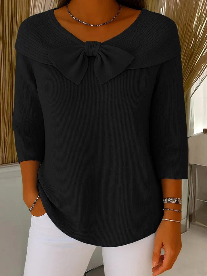 Reagan | Women's Bow-Detail Elegant Sweater - Black