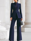 Reagan | Women's Elegant Blazer Two-Piece Set - Blue