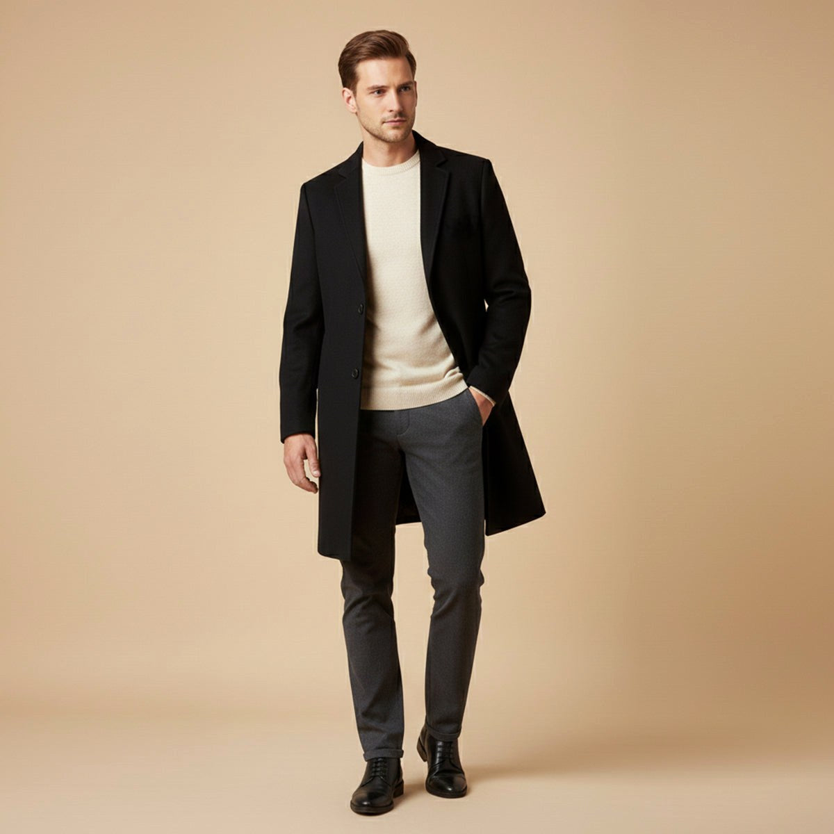 Reid | Men's Tailored Long Coat, Smart Winter Coat | The Dress Cellar