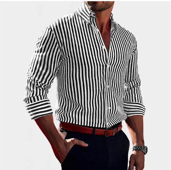 Reuben | Men's Striped Cotton Shirt, Classic Button Shirt | The Dress Cellar