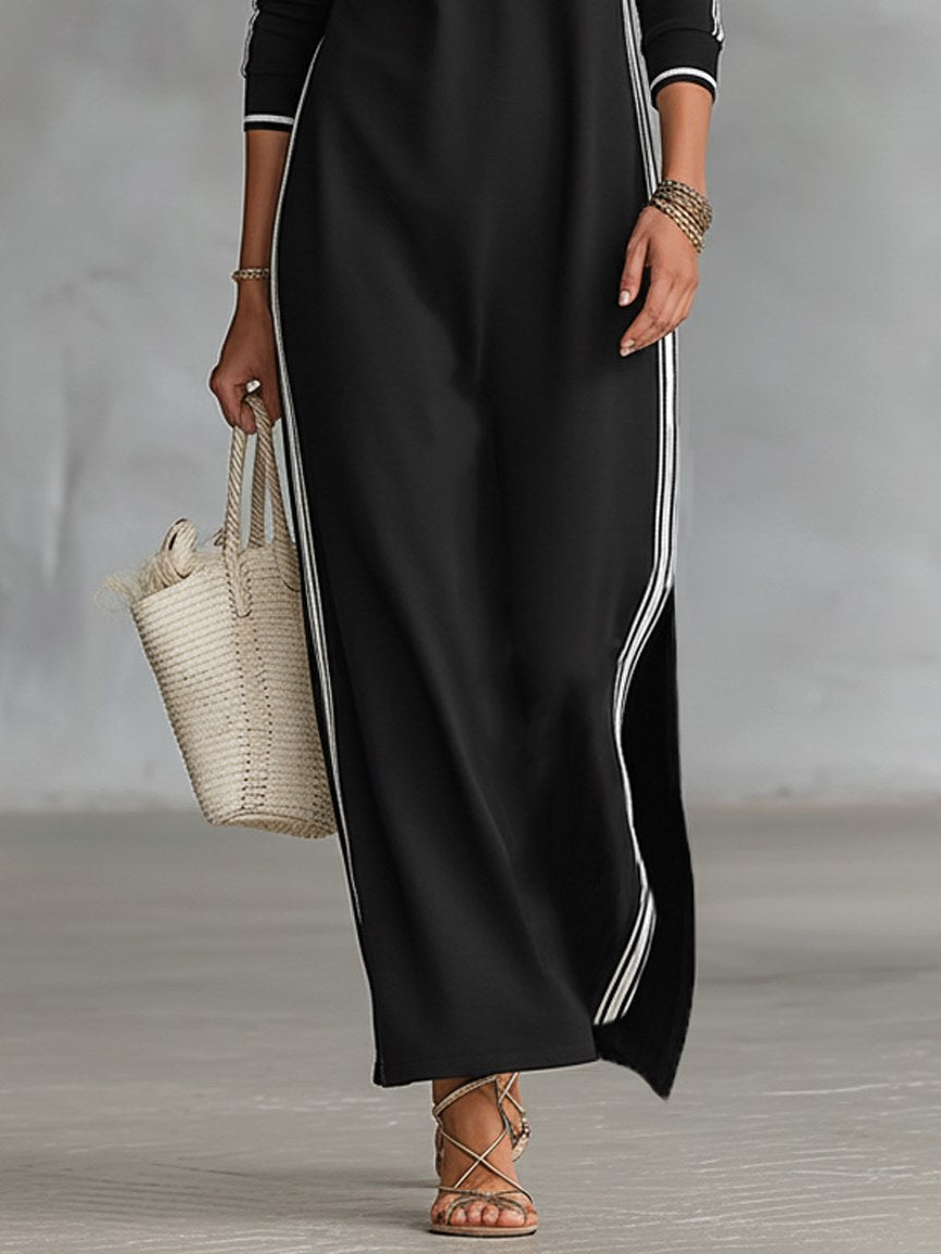 Riley | Women's Button-Down Collar Sweatshirt Maxi Dress - image 7