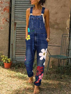 Riley | Women's Floral Denim Overalls - image 2