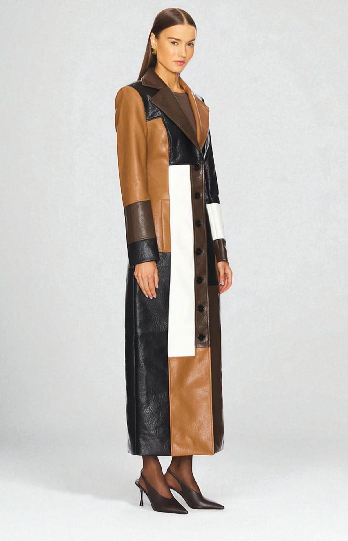 Denise | Women's Leather Jacket with Quilted Panels, Fitted Fall Jacket | The Dress Cellar