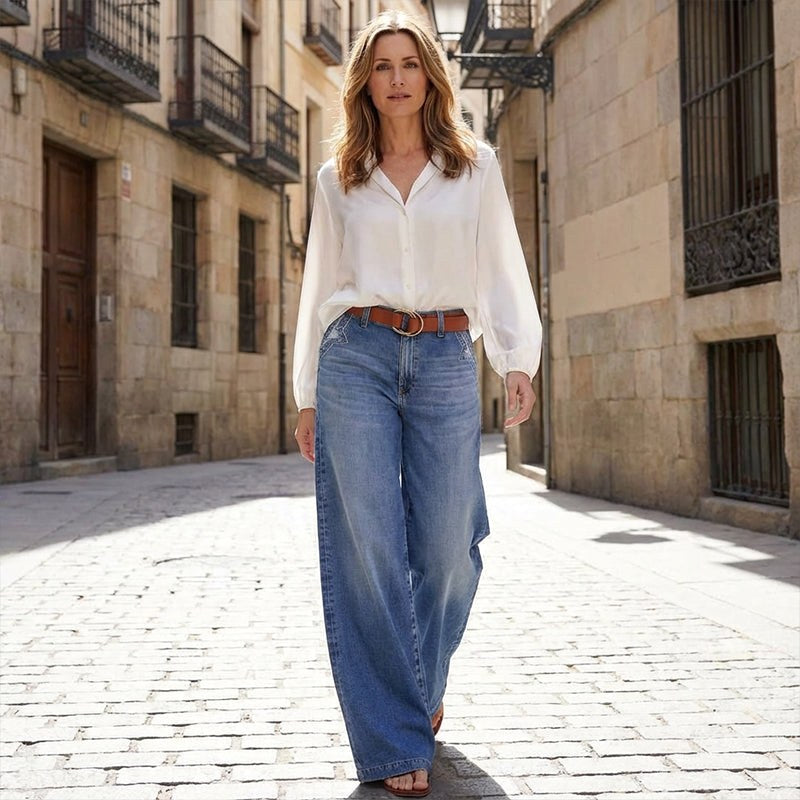 Riley | Women's Retro High-Rise Wide-Leg Jeans - image 5
