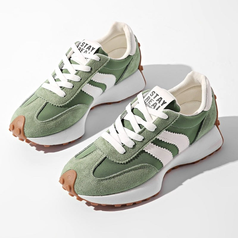 Riley | Women's Retro Platform Lace-Up Sneakers - Green