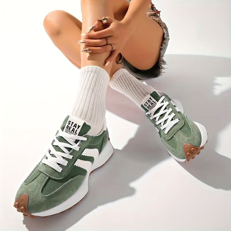 Riley | Women's Retro Platform Lace-Up Sneakers - Blue