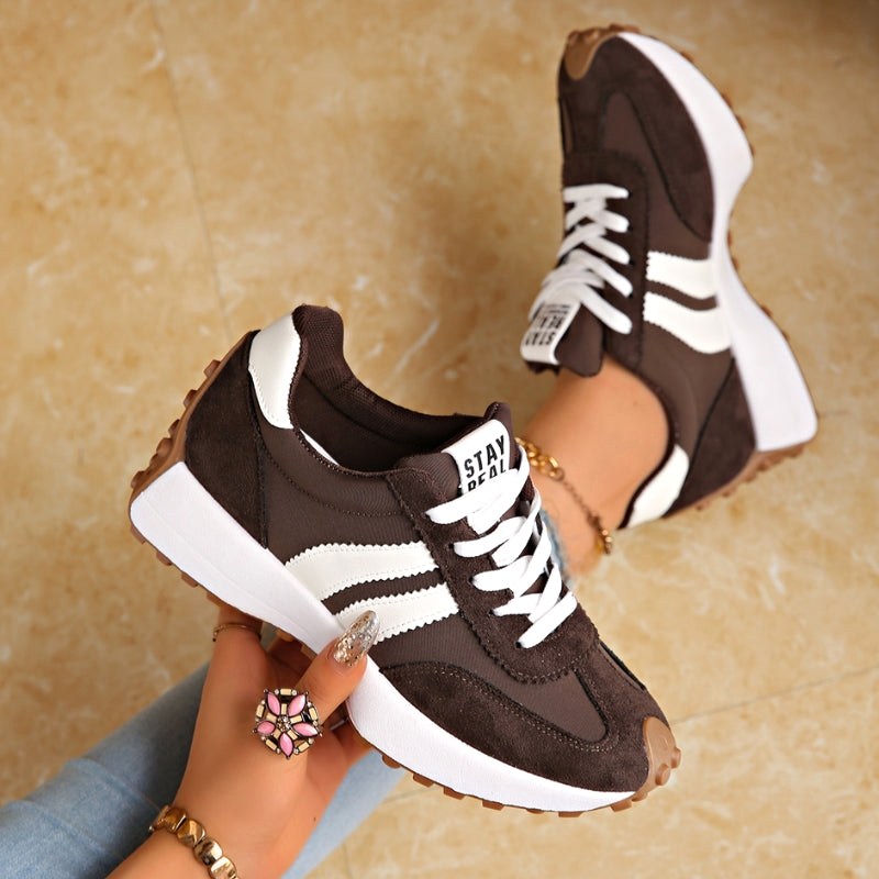 Riley | Women's Retro Platform Lace-Up Sneakers - Yellow