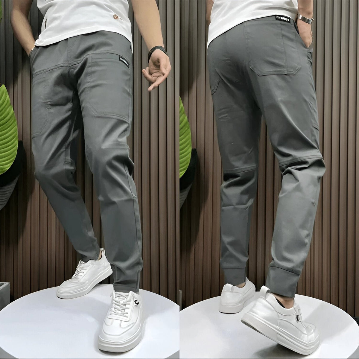 Robert | Men's Stretch Cargo Trousers, Lightweight Flexible Trousers | The Dress Cellar | Beige