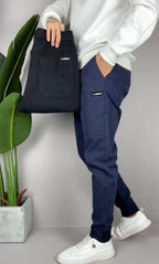 Robert | Men's Stretch Cargo Trousers, Lightweight Flexible Trousers | The Dress Cellar | Blue