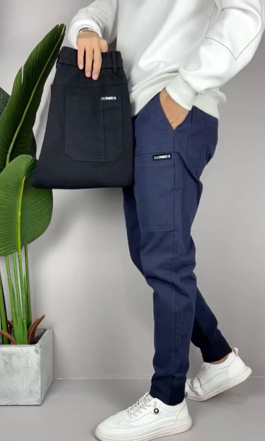 Robert | Men's Stretch Cargo Trousers, Lightweight Flexible Trousers | The Dress Cellar | Blue