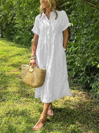 Rosalie | Women's Striped Button-Up Shirt - White