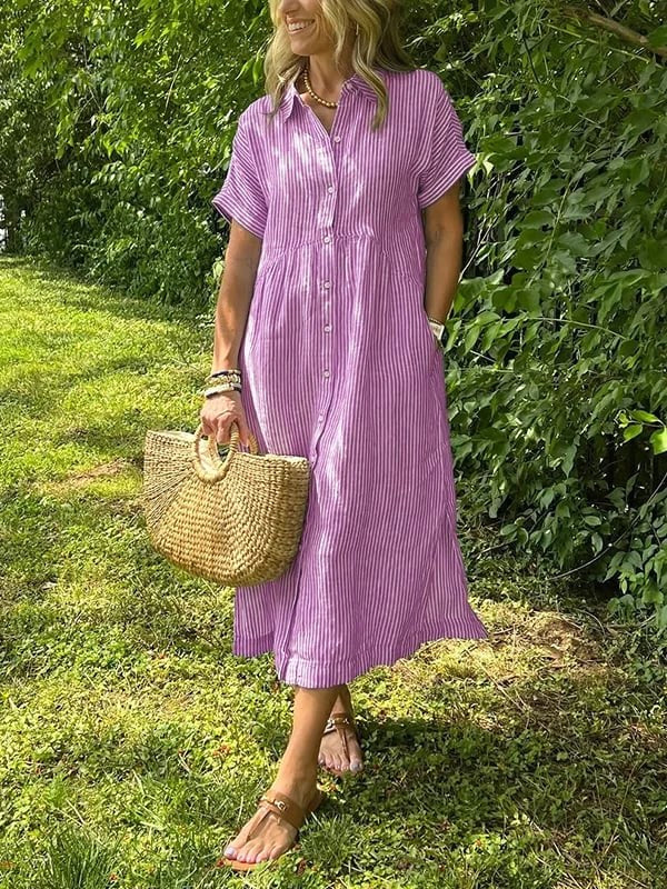 Rosalie | Women's Striped Button-Up Shirt - Pink