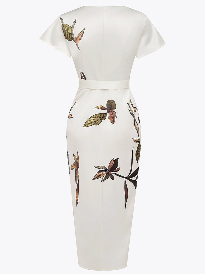 Rose | Women's Wrap Midi Dress with V-Neckline - image 5