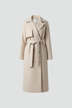 Roseline | Women's Double-Breasted Long Coat, Tailored Autumn Coat | The Dress Cellar | Chocolate