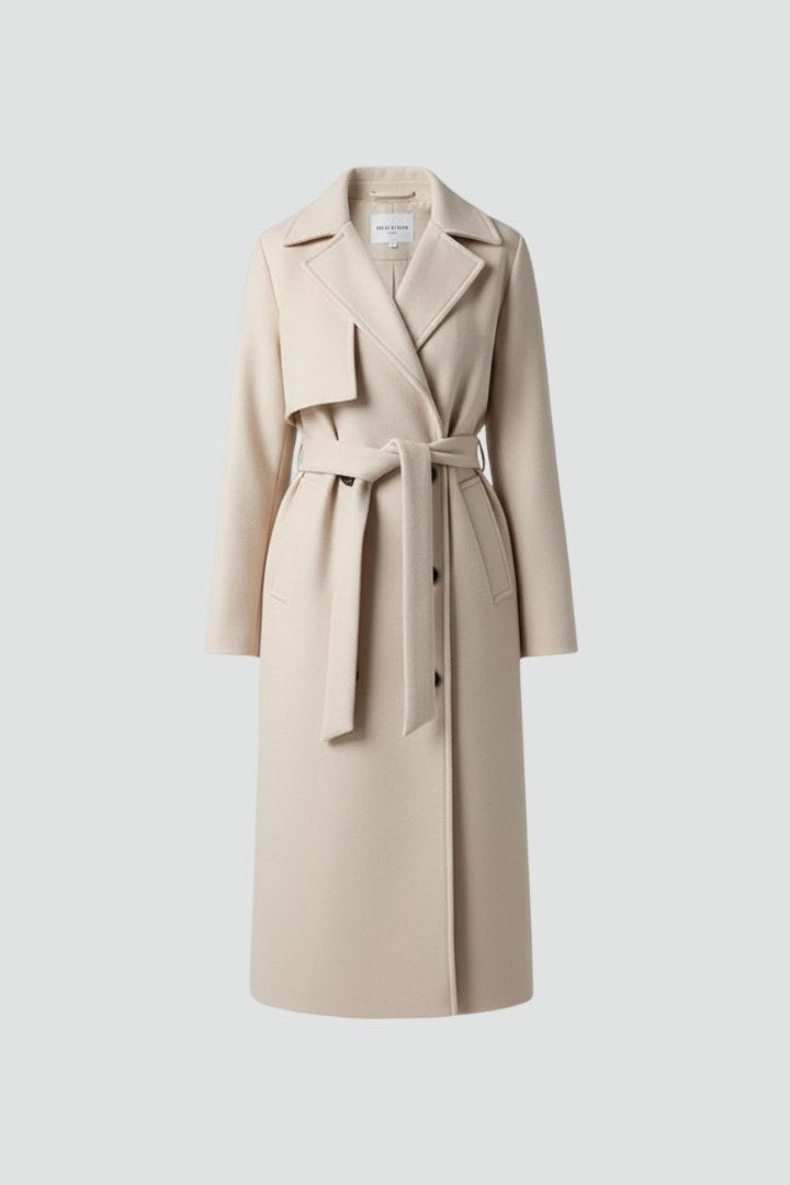 Roseline | Women's Double-Breasted Long Coat, Tailored Autumn Coat | The Dress Cellar | Chocolate