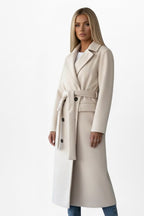 Roseline | Women's Double-Breasted Long Coat, Tailored Autumn Coat | The Dress Cellar | Brown