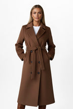 Roseline | Women's Double-Breasted Long Coat, Tailored Autumn Coat | The Dress Cellar