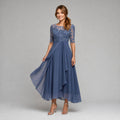 Rebecca | Women's Lace Midi Dress with Floral Embroidery, Layered Midi Dress | The Dress Cellar