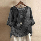 Ruby | Women's Retro-Inspired Floral Blouse - Gray