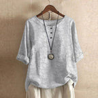 Ruby | Women's Retro-Inspired Floral Blouse - Light Gray