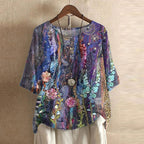 Ruby | Women's Retro-Inspired Floral Blouse - Violet