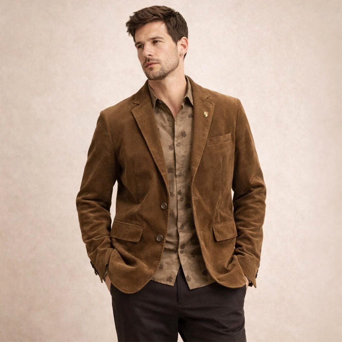 Russell | Men's Vintage Corduroy Blazer, Elbow Patch Tailored Jacket | The Dress Cellar