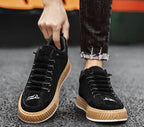 George | Men's Lace-Up Sneakers with Quilted Upper, Chunky Sole Sneakers | The Dress Cellar