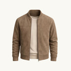 Ryan | Men's Suede Bomber Jacket, Tailored Autumn Jacket | The Dress Cellar | Brown