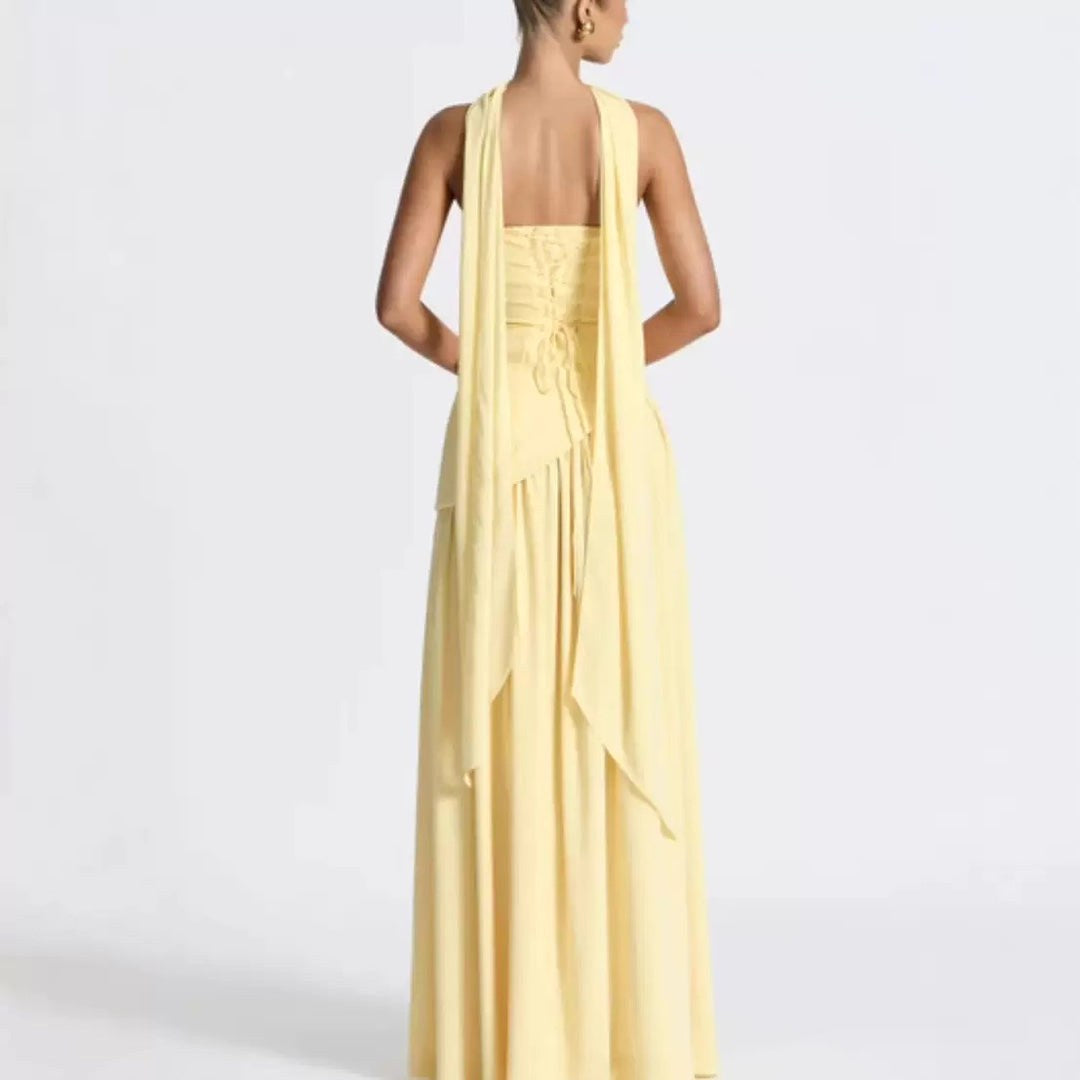 Sabine | Women's Strapless Maxi Dress with Leg Split, Formal Wedding Guest Dress | The Dress Cellar | Pink