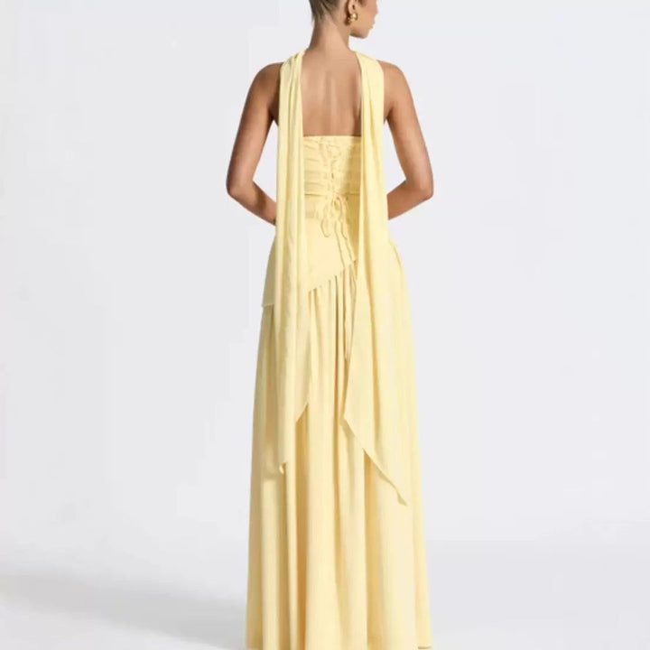 Sabine | Women's Strapless Maxi Dress with Leg Split, Formal Wedding Guest Dress | The Dress Cellar | Pink
